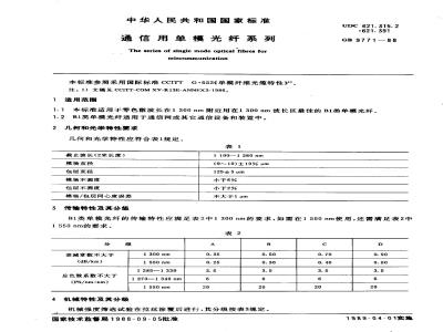 GB 9771-1988 通信用单模光纤系列