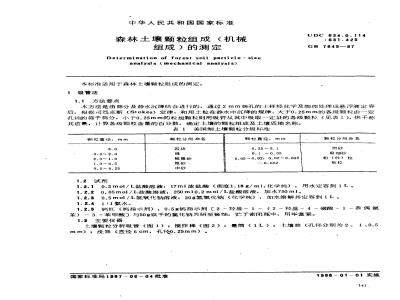 GB 7845-1987 森林土壤颗粒组成(机械组成)的测定