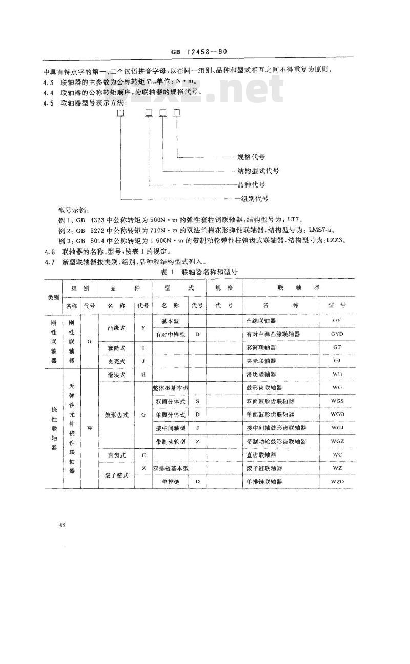 GB/T 12458-1990 机械式联轴器分类 GB/T 12458-1990 机械式联轴器分类
