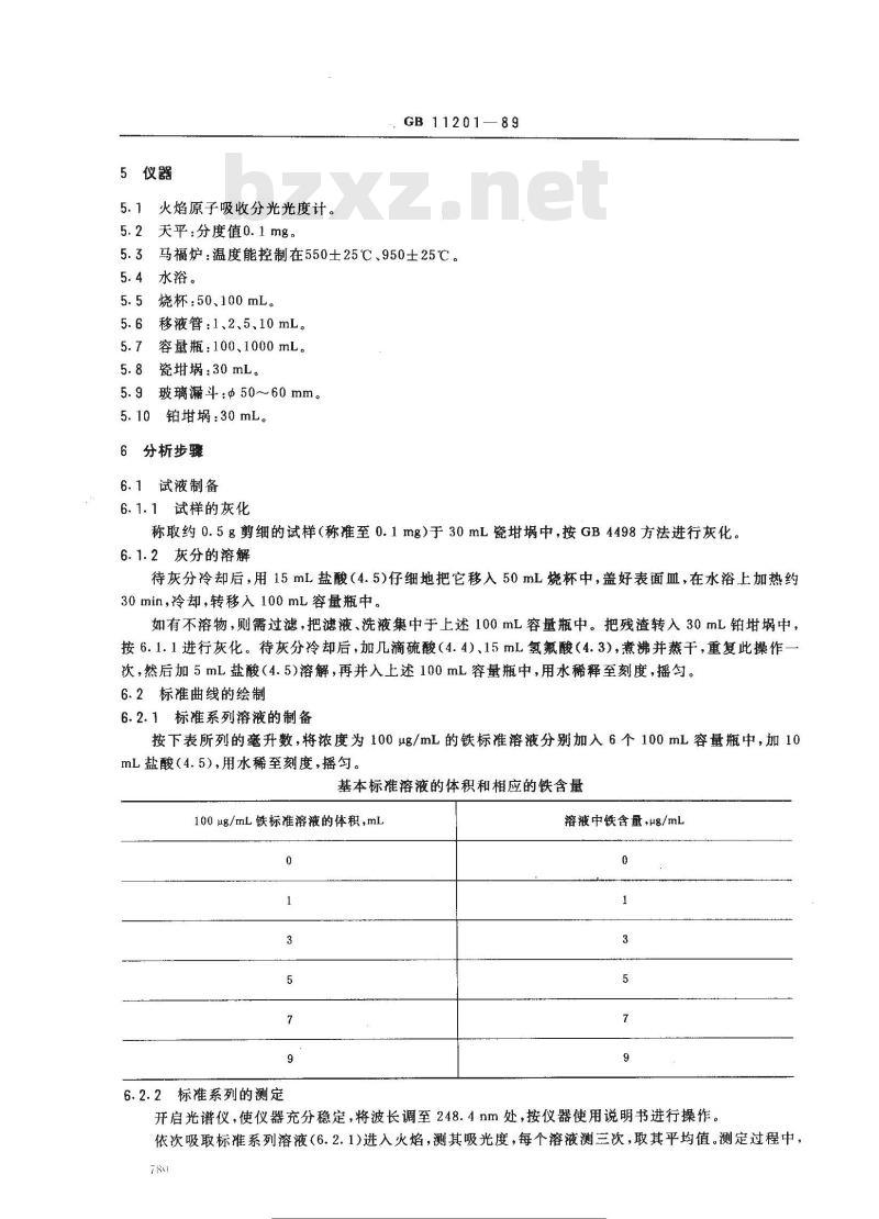 GB/T 11201-1989 硫化橡胶中金属含量的测定 火焰原子吸收光谱法 第四部分:铁含量的测定 GB/T 11201-1989 硫化橡胶中金属含量的测定 火焰原子吸收光谱法 第四部分:铁含量的测定