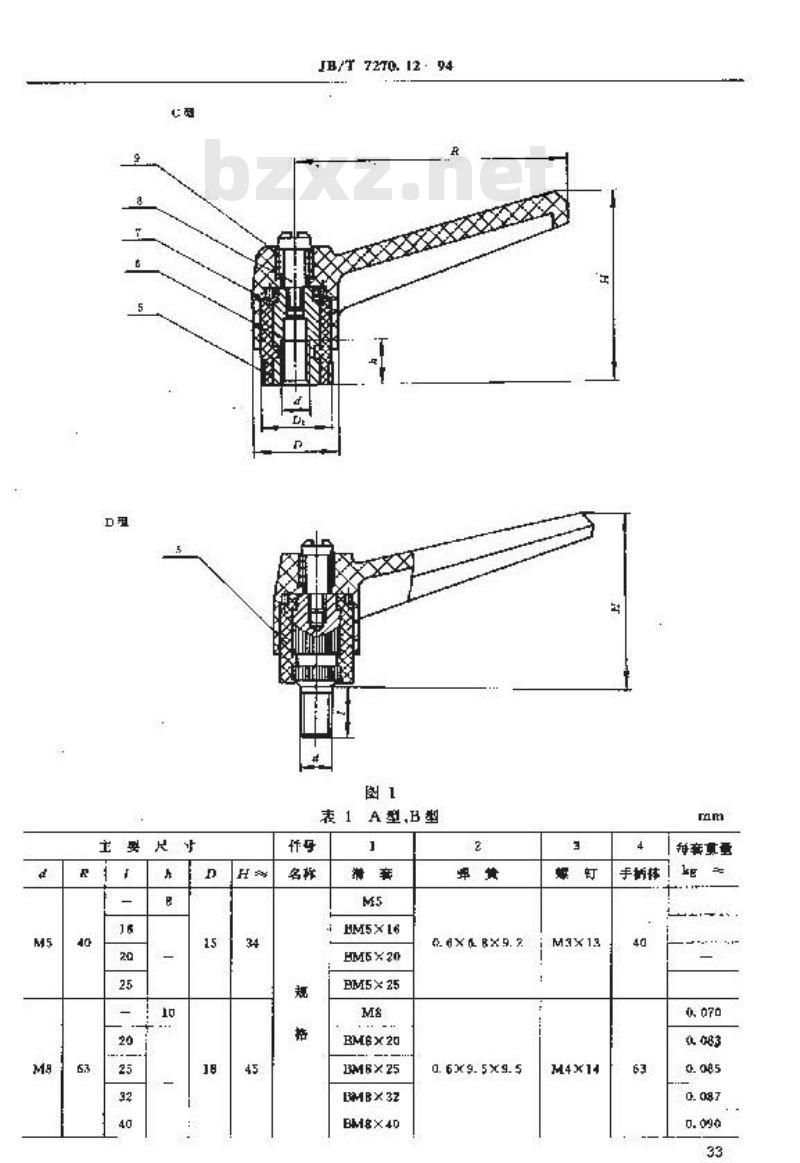 JB/T 7270.12-1994 可调位紧定手柄 JB/T 7270.12-1994 可调位紧定手柄