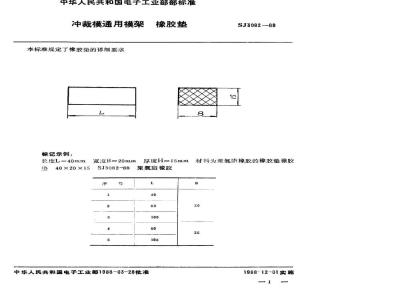 SJ 3082-1988 冲裁模通用模架 橡胶垫