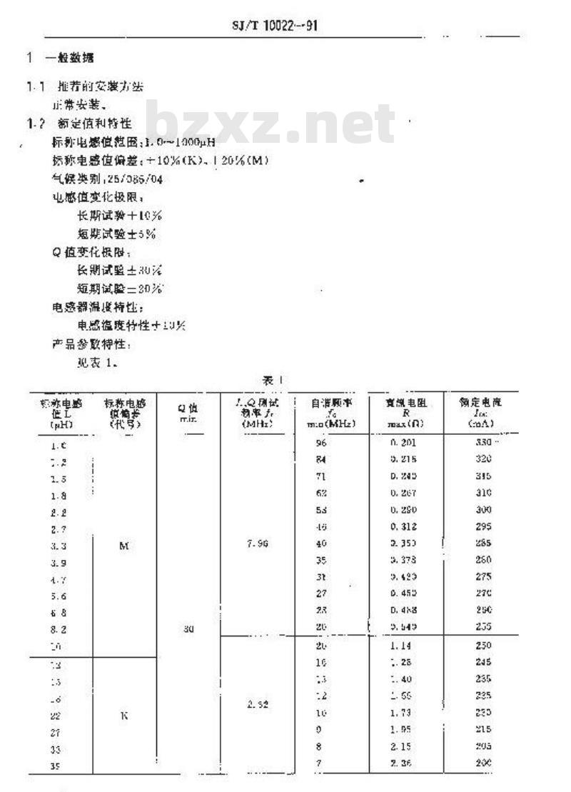 SJ/T 10022-1991 电子器件详细规范 电子设备用LGB0810型固定电感器 评定水平E (可供认证用) SJ/T 10022-1991 电子器件详细规范 电子设备用LGB0810型固定电感器 评定水平E (可供认证用)