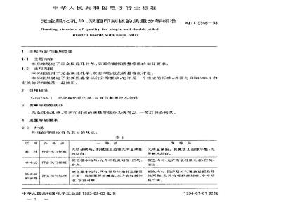 SJ/T 9546-1993 无金属化孔单、双面印制板的质量分等标准