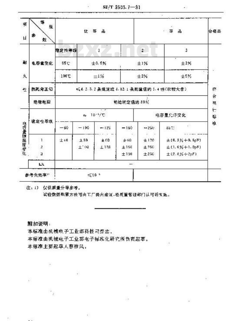 SJ/T 9503.7-1991 金属箔式聚丙烯膜介质直流固定电容器质量分等标准 SJ/T 9503.7-1991 金属箔式聚丙烯膜介质直流固定电容器质量分等标准
