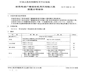 SJ/T 9562.8-1993 彩色电视广播接收机用天线输入器质量分等标准