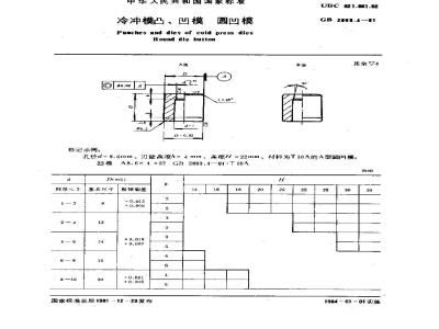 GB 2863.4-1981 冷冲模凸 凹模 圆凹模