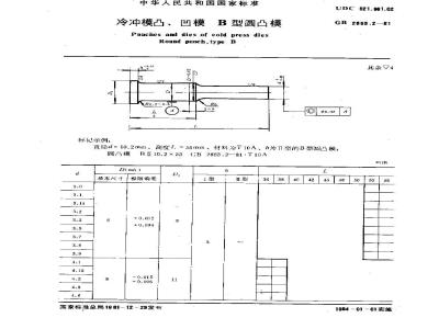 GB 2863.2-1981 冷冲模凸 凹模 B型圆凸模