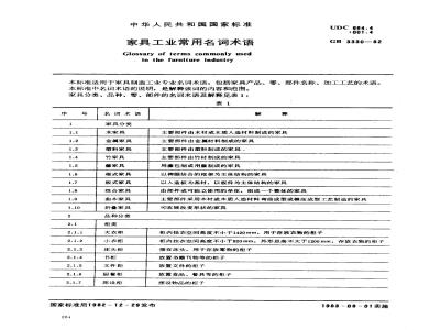 GB 3330-1982 家具工业常用名词术语