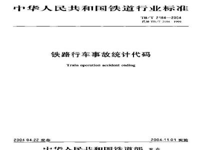 TB/T 2184-2004 铁路行车事故统计代码