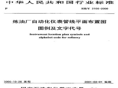 SH/T 3105-2000 炼油厂自动化仪表管线平面布置图图例及文字代号