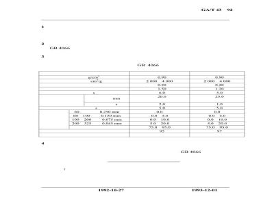 GA/T 43-1992 碳酸氢钠干粉灭火剂质量分等