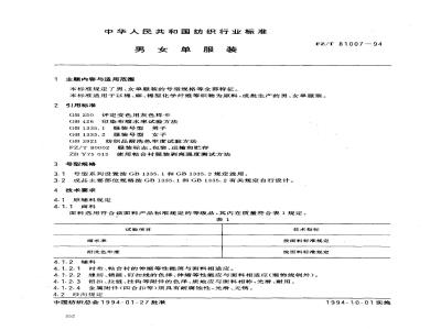 FZ/T 81007-1994 男女单服装