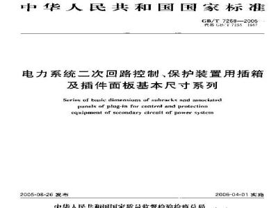 GB/T 7268-2005 电力系统二次回路控制、保护装置用插箱及插件面板基本尺寸系列