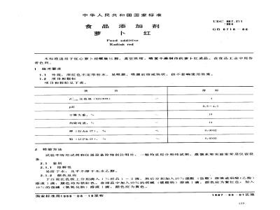 GB 6718-1986 食品添加剂萝卜红