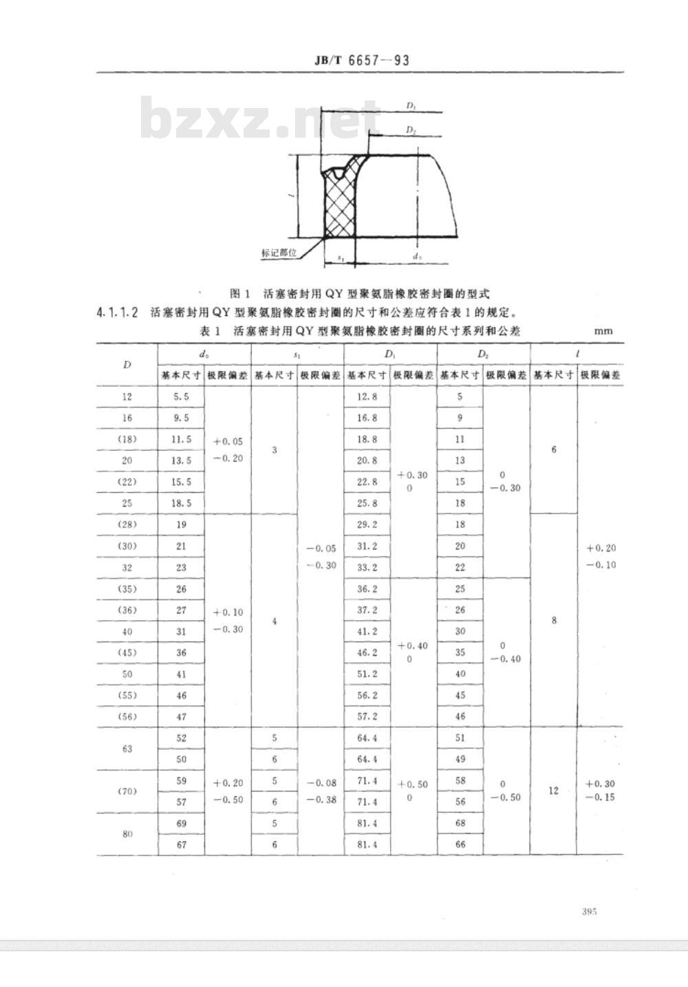 JB/T 6657-1993 气缸用密封圈尺寸系列和公差 JB/T 6657-1993 气缸用密封圈尺寸系列和公差