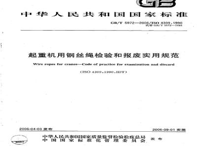 GB/T 5972-2006 起重机用钢丝绳检验和报废实用规范