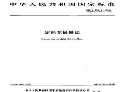 GB/T 10919-2006 矩形花键量规