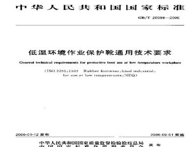GB/T 20098-2006 低温环境作业保护靴通用技术要求