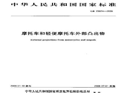 GB 20074-2006 摩托车和轻便摩托车外部凸出物