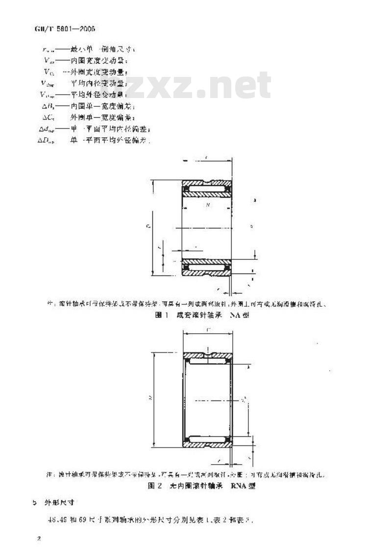 GB/T 5801-2006 滚动轴承 48、49和69尺寸系列滚针轴承 外形尺寸和公差 GB/T 5801-2006 滚动轴承 48、49和69尺寸系列滚针轴承 外形尺寸和公差
