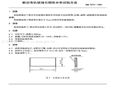 HB 7574-1997 航空有机玻璃长期吸水率试验方法
