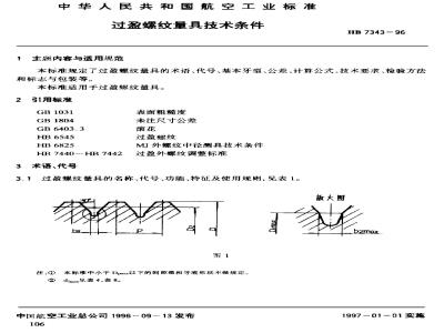 HB 7343-1996 过盈螺纹量具技术条件