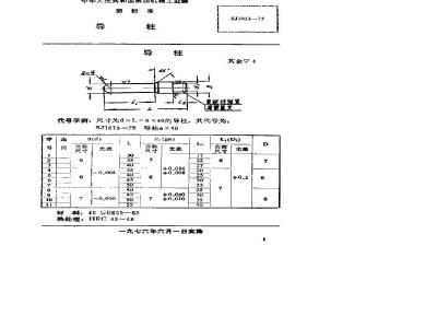 SJ 1013-1975 手柄翻开式钻模 导柱