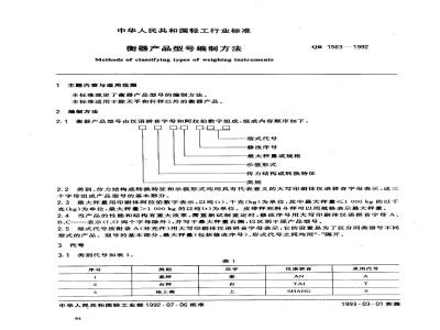 QB 1563-1992 Method for compiling weighing instrument product models