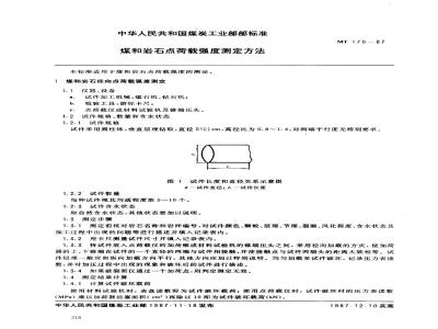 MT 170-1987 煤和岩石点荷载强度测定方法