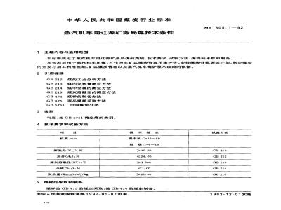 MT 305.1-1992 蒸汽机车用辽源矿务局煤技术条件
