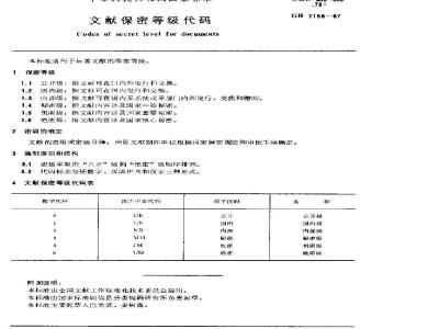 GB/T 7156-1987 文献保密等级代码