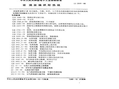 SJ 2931-1988 玻璃丝编织耐热线