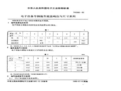 SJ 2262-1982 电子设备车辆拖车底盘吨位与尺寸系列