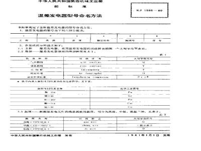 SJ 1585-1980 温差发电器型号命名方法