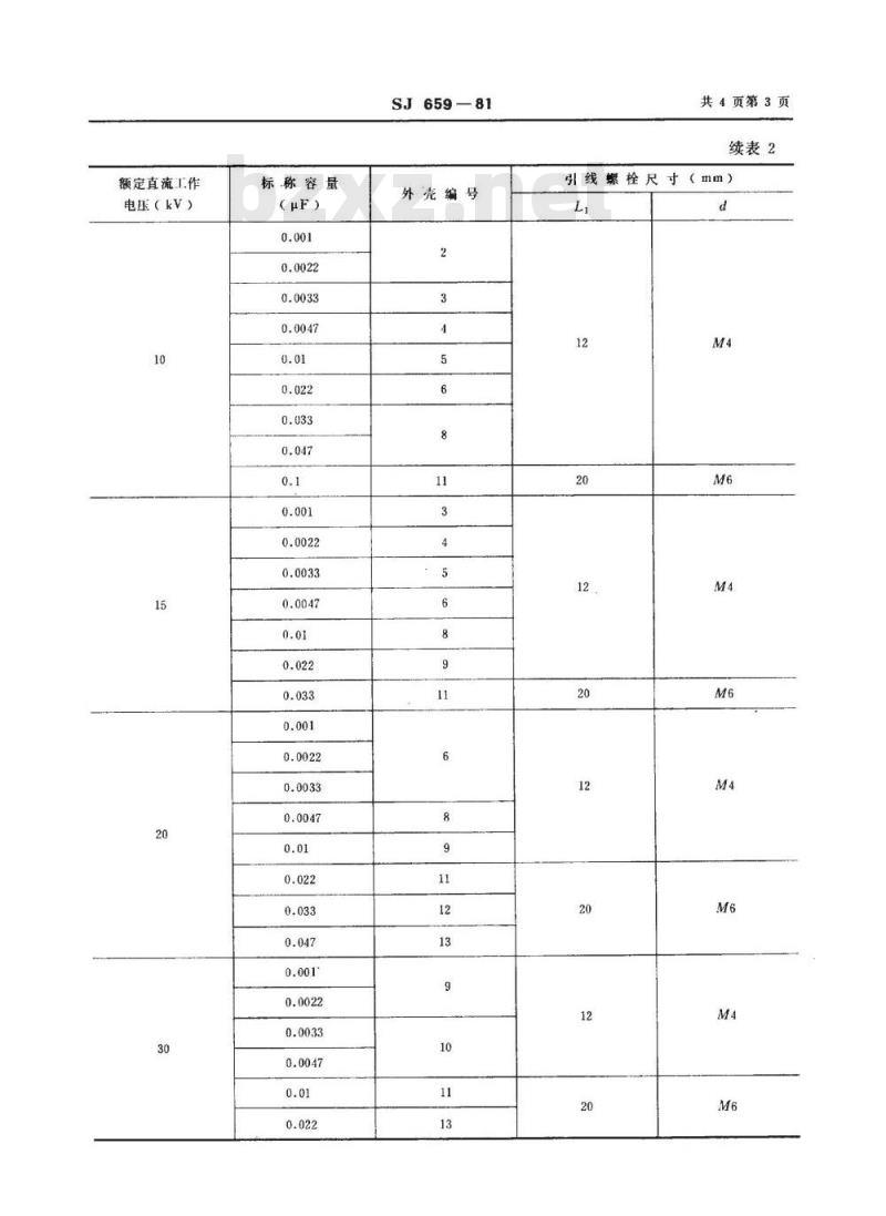 SJ 659-1981 CH81型高压密封复合介质电容器 SJ 659-1981 CH81型高压密封复合介质电容器