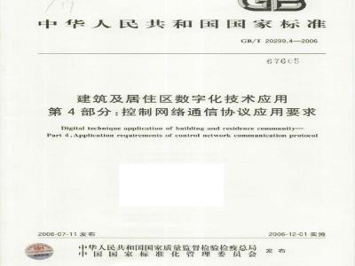 GB/T 20299.4-2006 建筑及居住区数字化技术应用 第4部分: 控制网络通信协议应用要求
