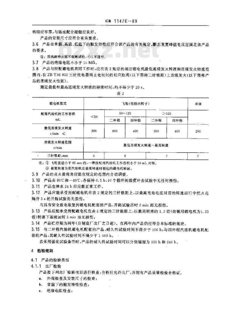 GB 11476-1989 磁电机用电容放电式电子开关 技术条件 GB 11476-1989 磁电机用电容放电式电子开关 技术条件