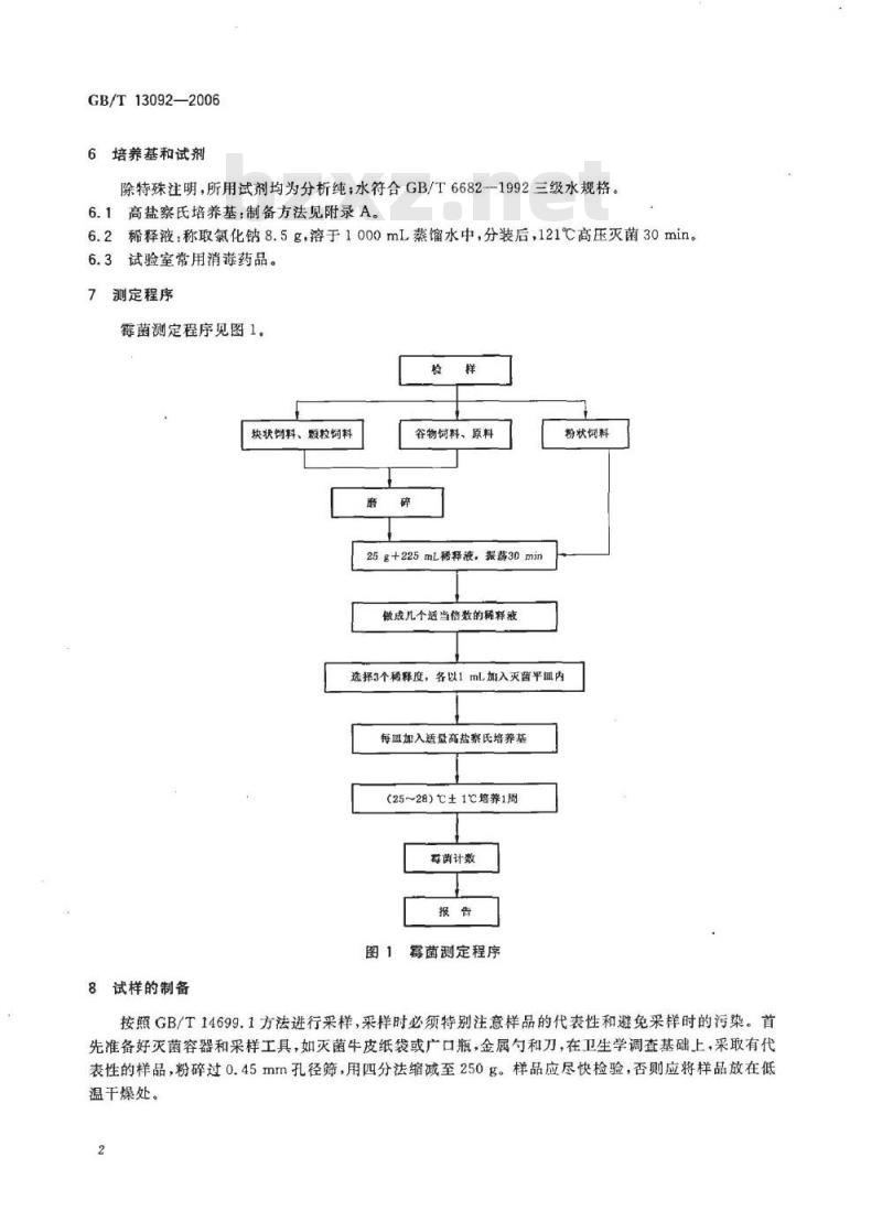 GB/T 13092-2006 饲料中霉菌总数的测定