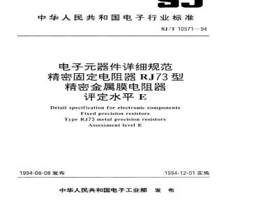 Detail specification for electronic components-Fixed precision resistors,Type RJ73 metal precision resistors Assessment level E