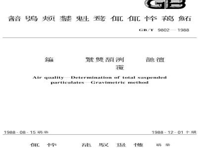 GB/T 9802-1988 空气质量 总悬浮微粒的测定 重量法
