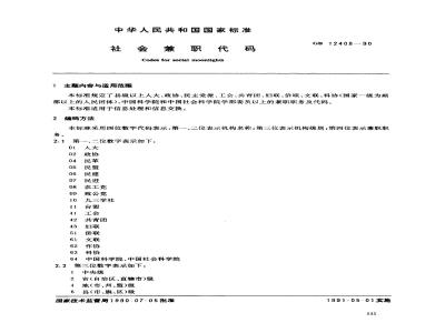 GB 12408-1990 社会兼职代码