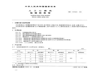 GB 12264-1990 人工心肺机用硅橡胶泵管