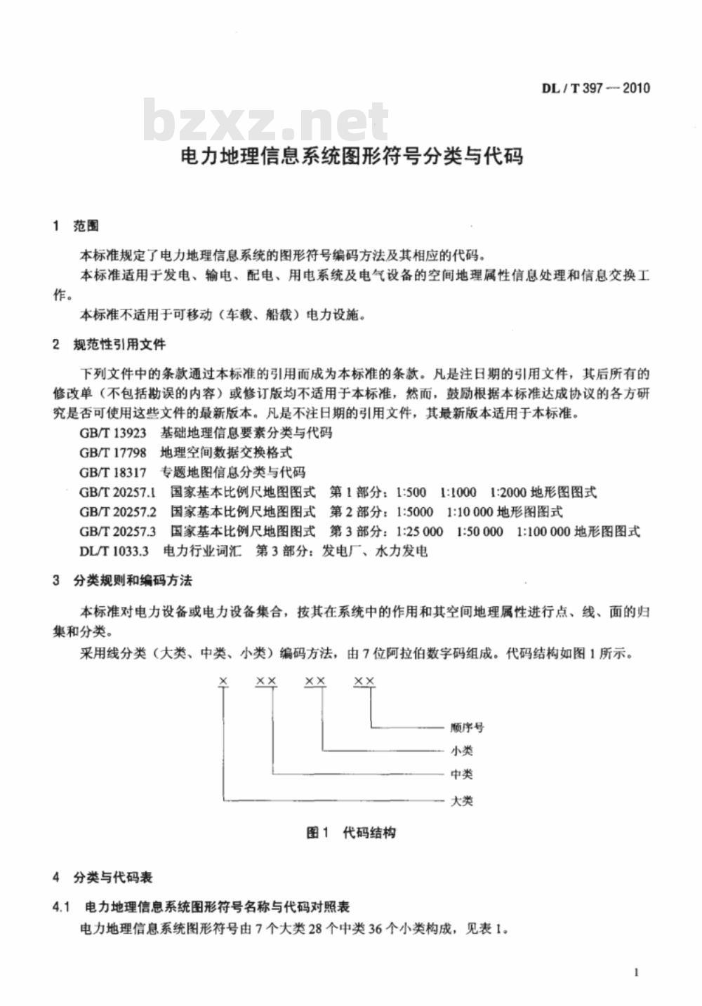 DL/T 397-2010 电力地理信息系统图形符号分类与代码 DL/T 397-2010 电力地理信息系统图形符号分类与代码