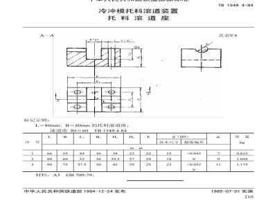 TB 1549.4-1984 冷冲模托料滚道装置 托料滚道座