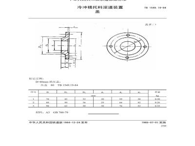 TB 1549.19-1984 冷冲模托料滚道装置 压盖