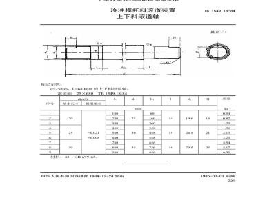 TB 1549.18-1984 冷冲模托料滚道装置 上下料滚道轴