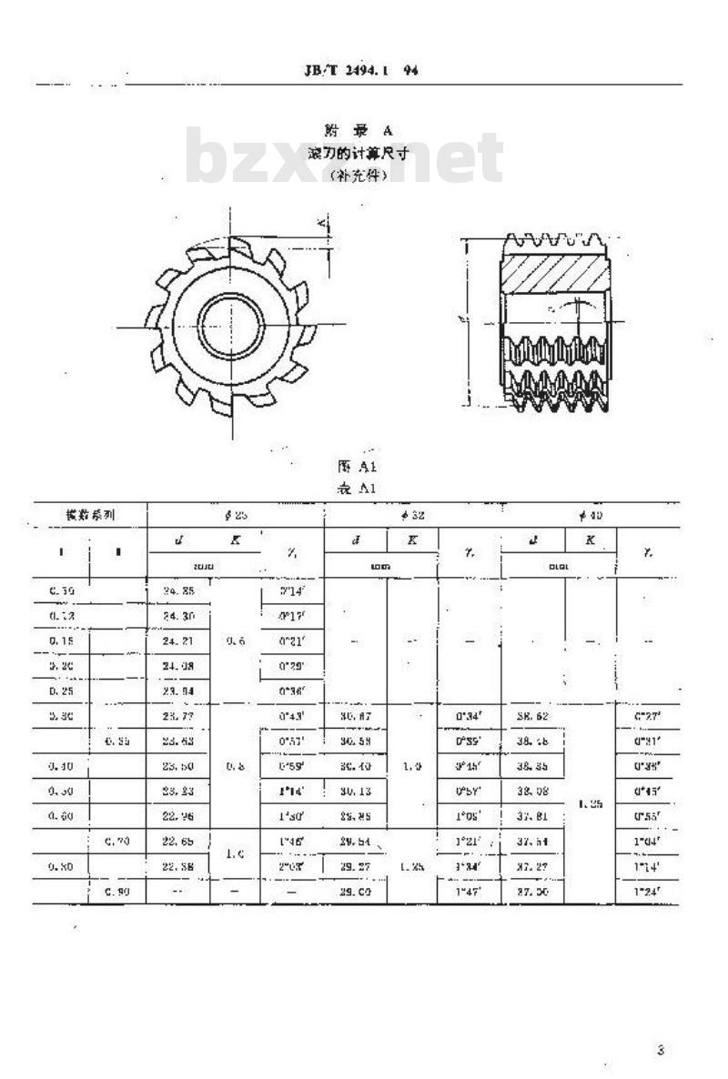 JB/T 2494.1-1994 小模数齿轮滚刀 基本型式和尺寸 JB/T 2494.1-1994 小模数齿轮滚刀 基本型式和尺寸