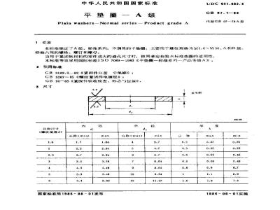 GB/T 97.1-1985 平垫圈 A级