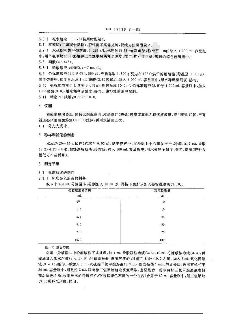 GB/T 11198.7-1989 工业硫酸 铅含量的测定 双硫腙光度法 GB/T 11198.7-1989 工业硫酸 铅含量的测定 双硫腙光度法